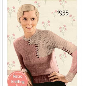 1930&#39;s Two Color Jumper PDF Knitting Pattern Instant Download
