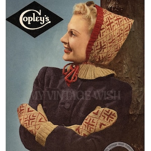 Fair Isle Pixie-muts en wanten uit de jaren 40 breipatroon (pdf)