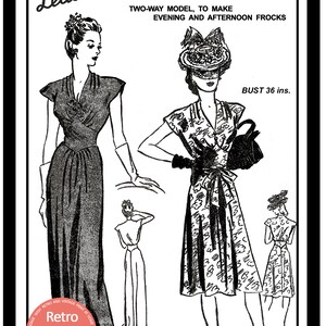 1940's Stylish Cocktail or Evening Dress PDF Sewing - Etsy