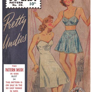 1940s Wartime Lingerie | Bra, Knickers and Petticoat | PDF Sewing Pattern