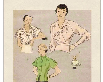 1930s Stylish Tuck-in or Overblouse PDF Sewing Pattern Bust 34