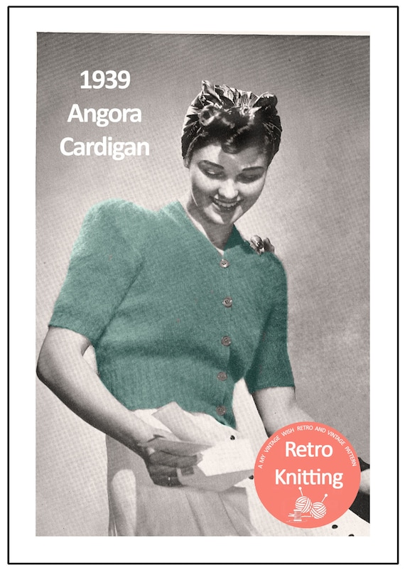 1930s Angora Cardigan Vintage PDF Knitting Pattern