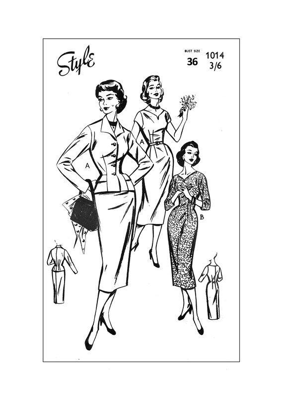 1950's Wiggle Dress and Jacket Ready Printed Sewing Pattern