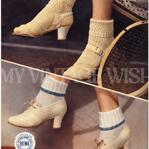 Patrón de tejido de calcetines tobilleros para mujer de los años 40 (PDF): diseño vintage sencillo y elegante