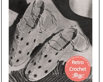 Pantuflas de Ganchillo Patrón Vintage - Patrón de Ganchillo - PDF Descarga Instantánea