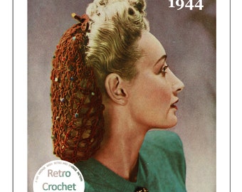 1940's Wartime Crochet Snood Pattern - PDF Instant Download