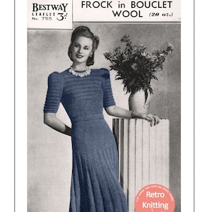 Salute Dress • 1940s Knitting Knit Shirtdress • 40s Style