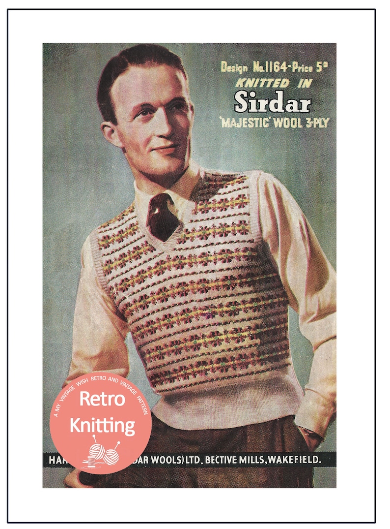 1940s Sewing Patterns – Dresses, Overalls, Lingerie etc 1940s mans Fair Isle Pullover Vintage Knitting Pattern - Instant Download $4.43 AT vintagedancer.com