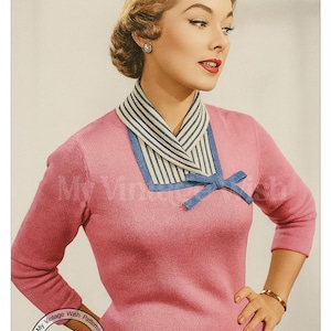 1950&#39;s Ladies Dickie Front Sweater Knitting Pattern  - PDF Instant Download