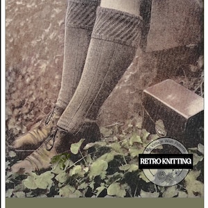 1940s Men's Ribbed Knee Socks Knitting Pattern – PDF Instant Download | Vintage Outdoor Style