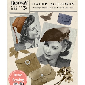 1940s Leather Hats and Bags PDF Print at Home Sewing Pattern