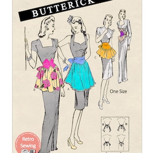 1950&#39;s Hostess/Cocktail Aprons PDF Print at Home Sewing Pattern