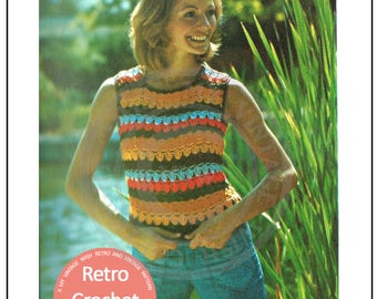 Crochet Top Retro 70's Pattern - PDF Instant Download