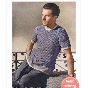 1950&#39;s Mens Summer Beach Shirt PDF Knitting Pattern