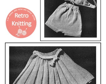 Swim Suit Set 1940's Vintage Knitting Pattern - PDF Instant Download