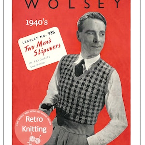 1940&#39;s Men&#39;s Check Fair Isle Pullover PDF Knitting Pattern