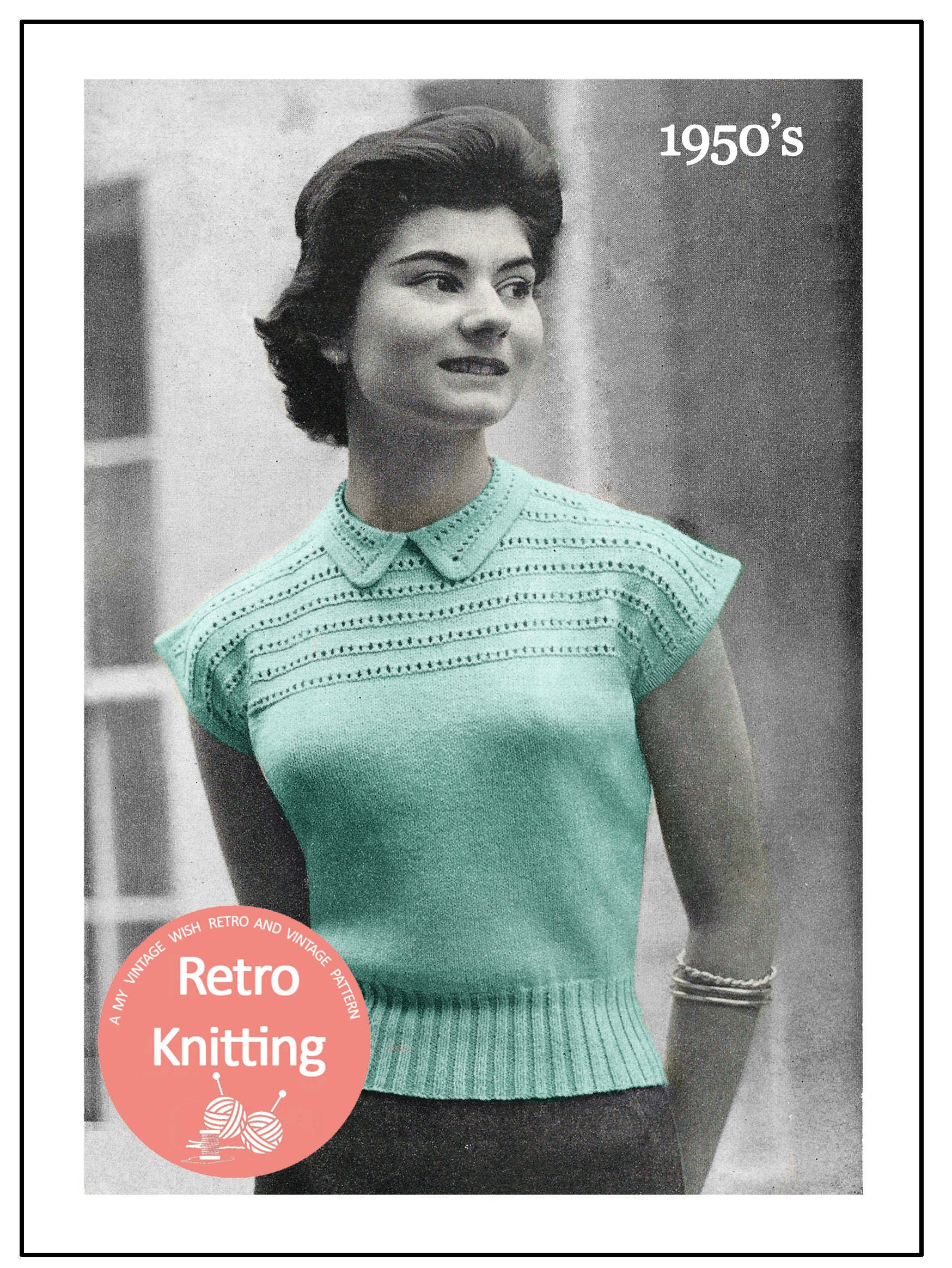 1950's Cap Sleeve Jumper Knitting Pattern PDF Instant Etsy