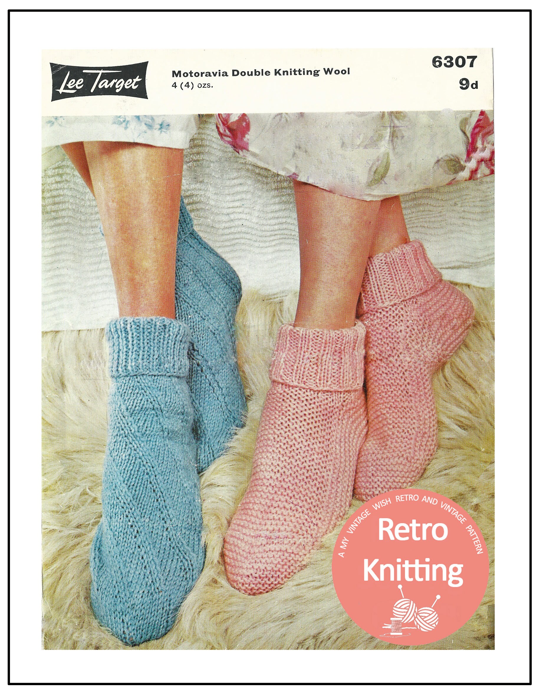 1950s Bed Socks Vintage Knitting Pattern PDF Instant Download