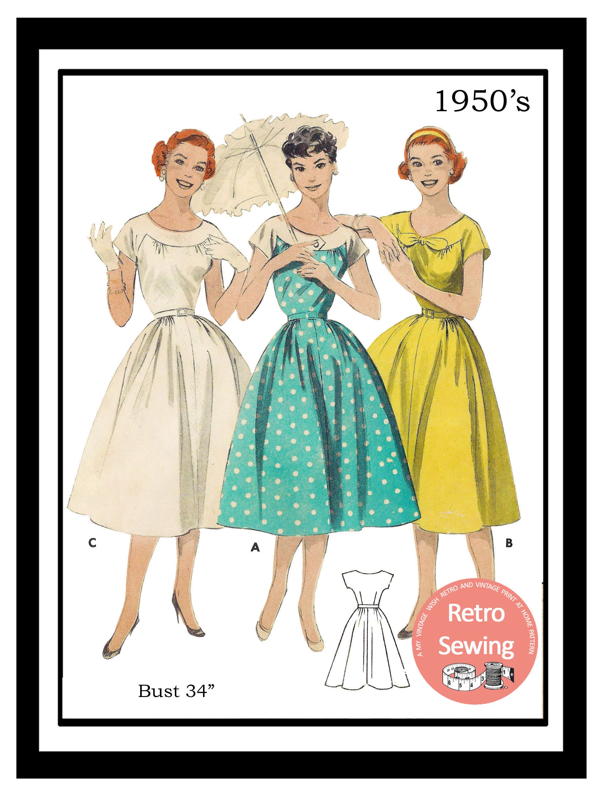  Simplicity Vintage Simplicity 1459 Vintage Fashion 1950's  Women's Dress Sewing Pattern, Sizes 16-24 : Arts, Crafts & Sewing