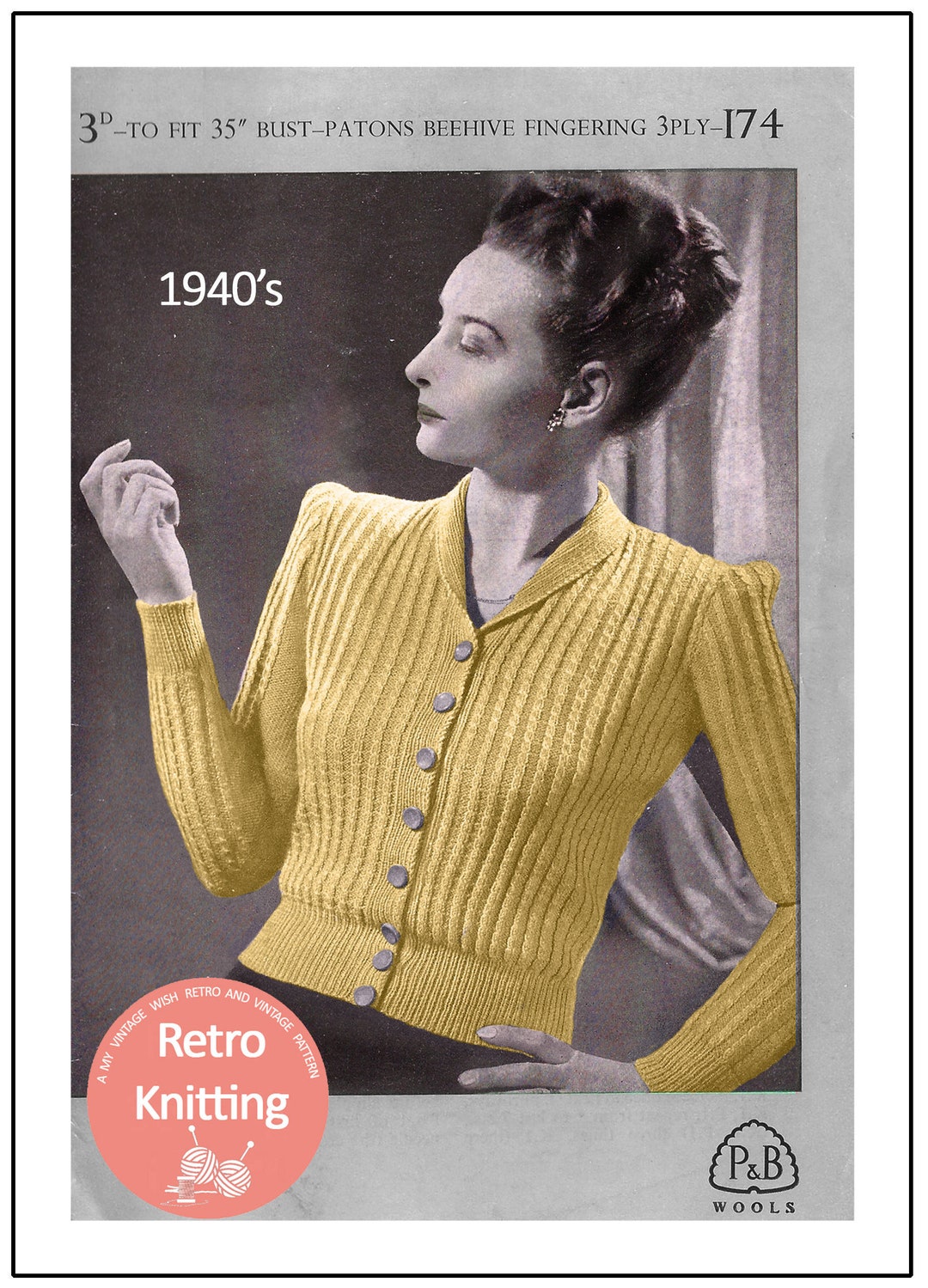 1940s Roll Collar Blouse PDF Knitting Pattern - Etsy