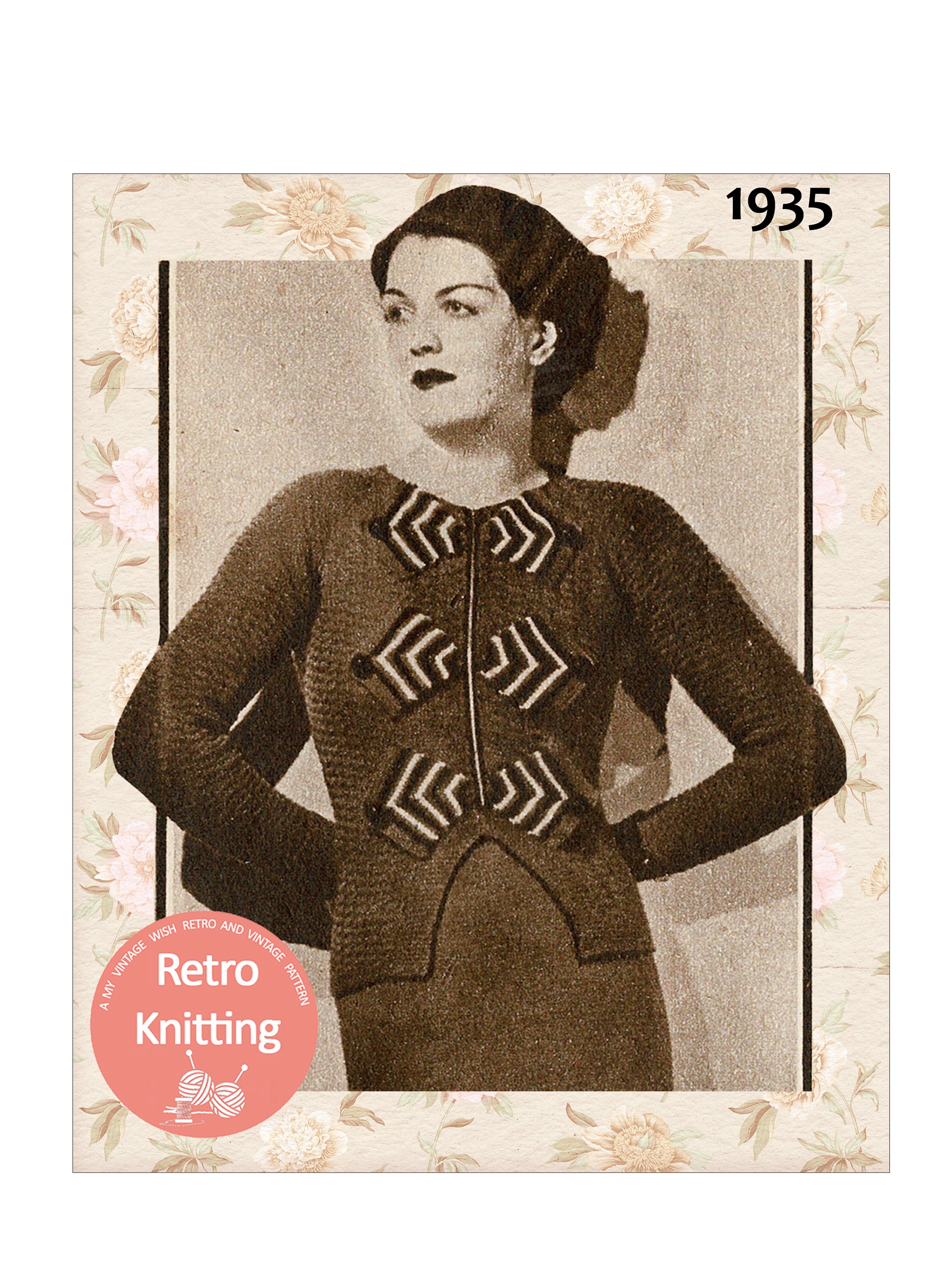 1930's Deco Style Zip Front Jumper PDF Knitting Pattern - Etsy UK