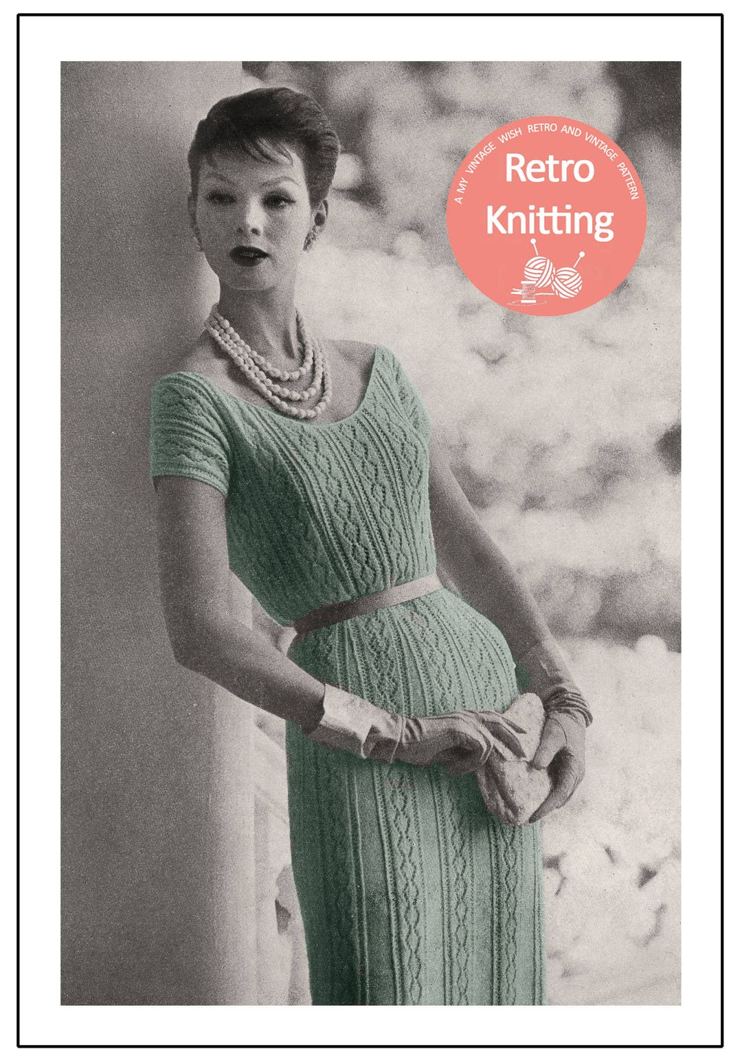 1950s off Shoulder Lace Panel Dress Knitting Pattern PDF - Etsy