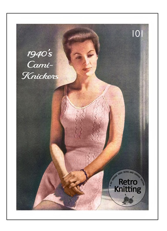 1940's Pretty Ladies Cami-knickers PDF Knitting Pattern Bust 32