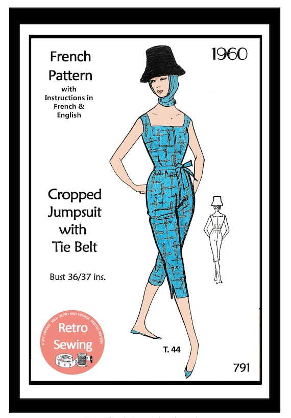 1960 S Cropped Summer Jumpsuit Vintage Sewing Pattern Bust Etsy
