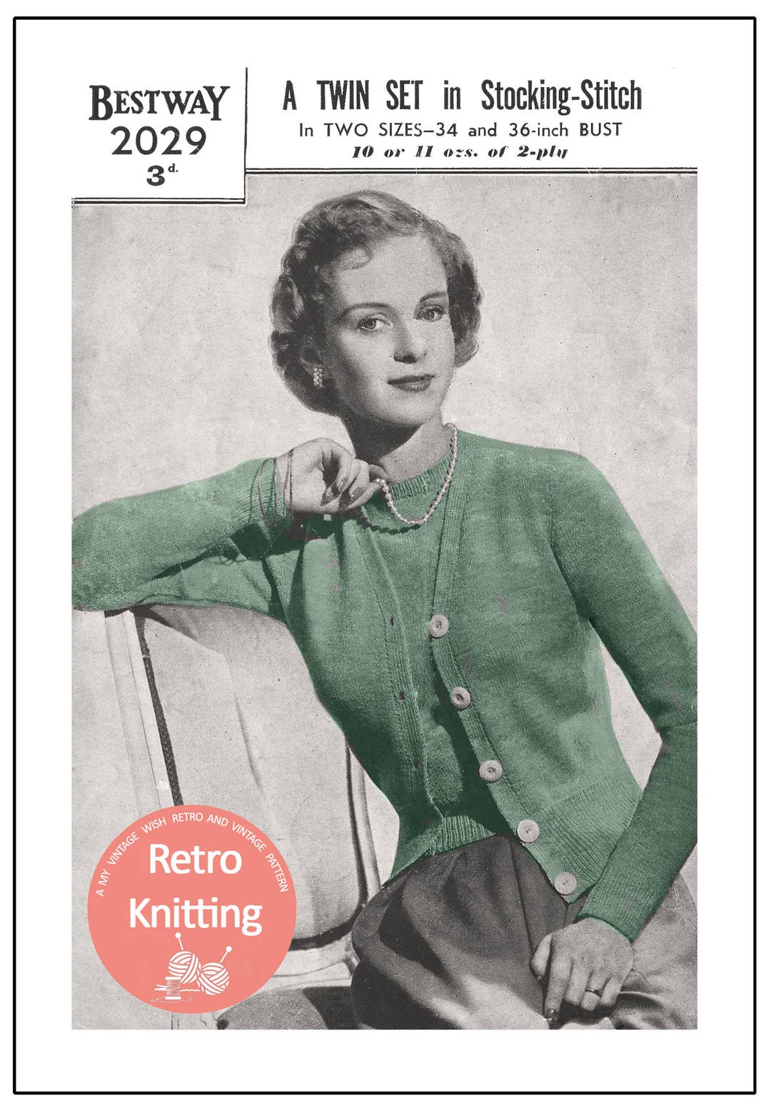 1940s Twin Set Knitting Pattern PDF Instant Download - Etsy UK