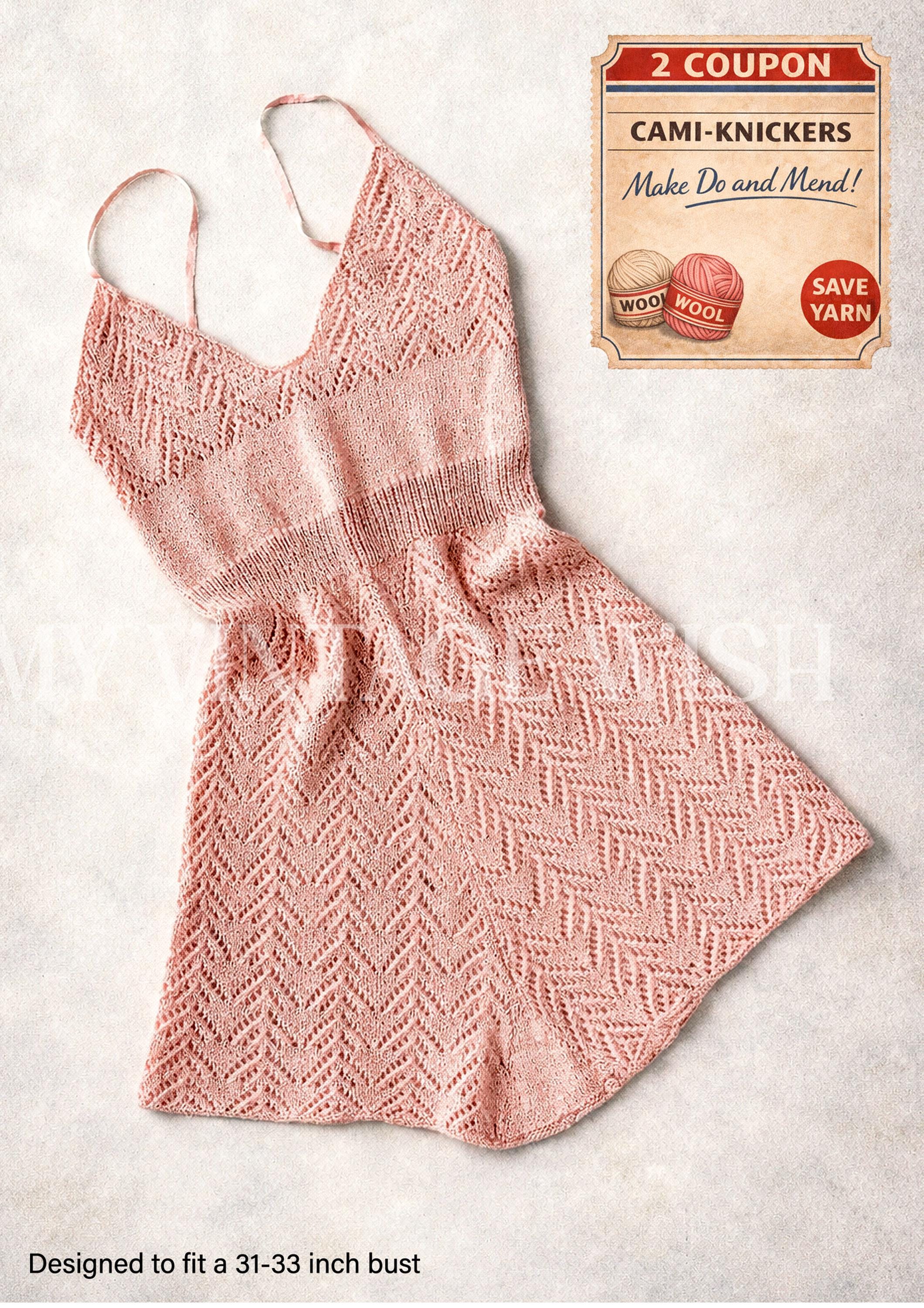 1940s WWII 2-coupon Cami-knickers Knitting Pattern PDF | Make Do