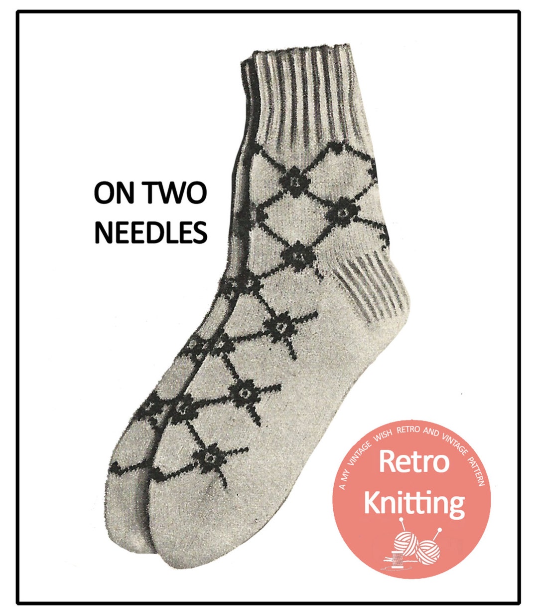 Fair Isle Bobby Sock Vintage Pattern PDF Instant Download Etsy