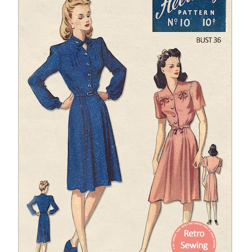1940's Pretty Tea Dress PDF Print at Home Sewing Pattern - Etsy