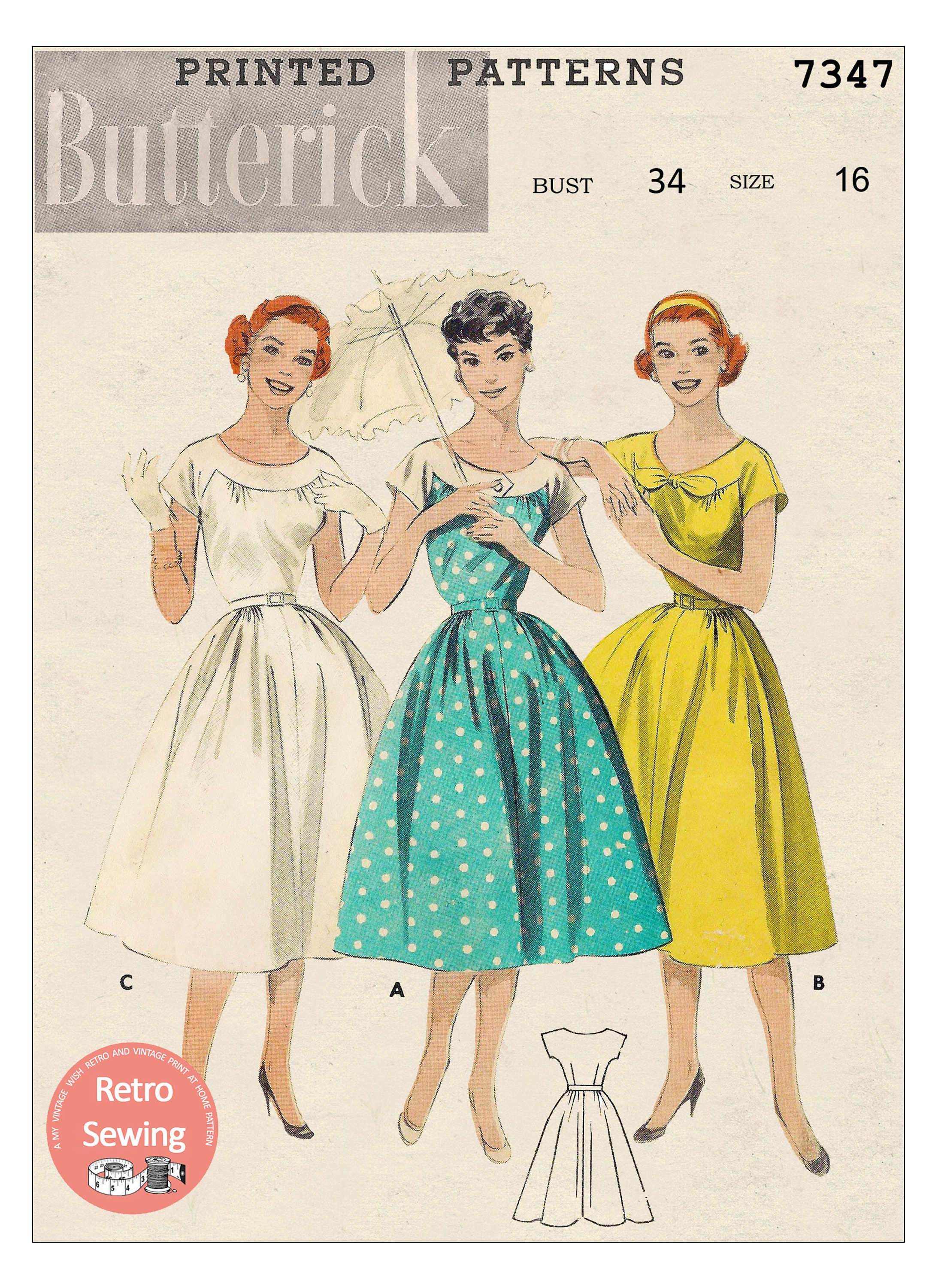 1950s Yoked Summer Dress PDF Print at Home Sewing Pattern Bust - Etsy  Singapore