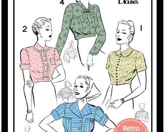 Wzór na bluzki wojenne z lat 40. XX wieku, biust 32