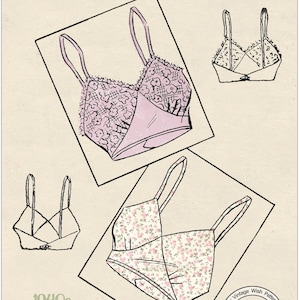 Vintage 1940s Wartime Bra Pattern – Ready Printed – Easy to Sew (Bust 34)