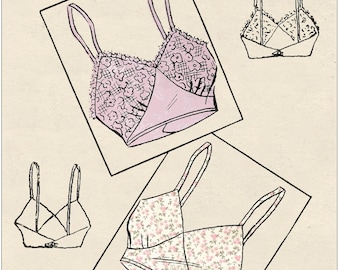 Vintage 1940s Wartime Bra Pattern – Ready Printed – Easy to Sew (Bust 34)