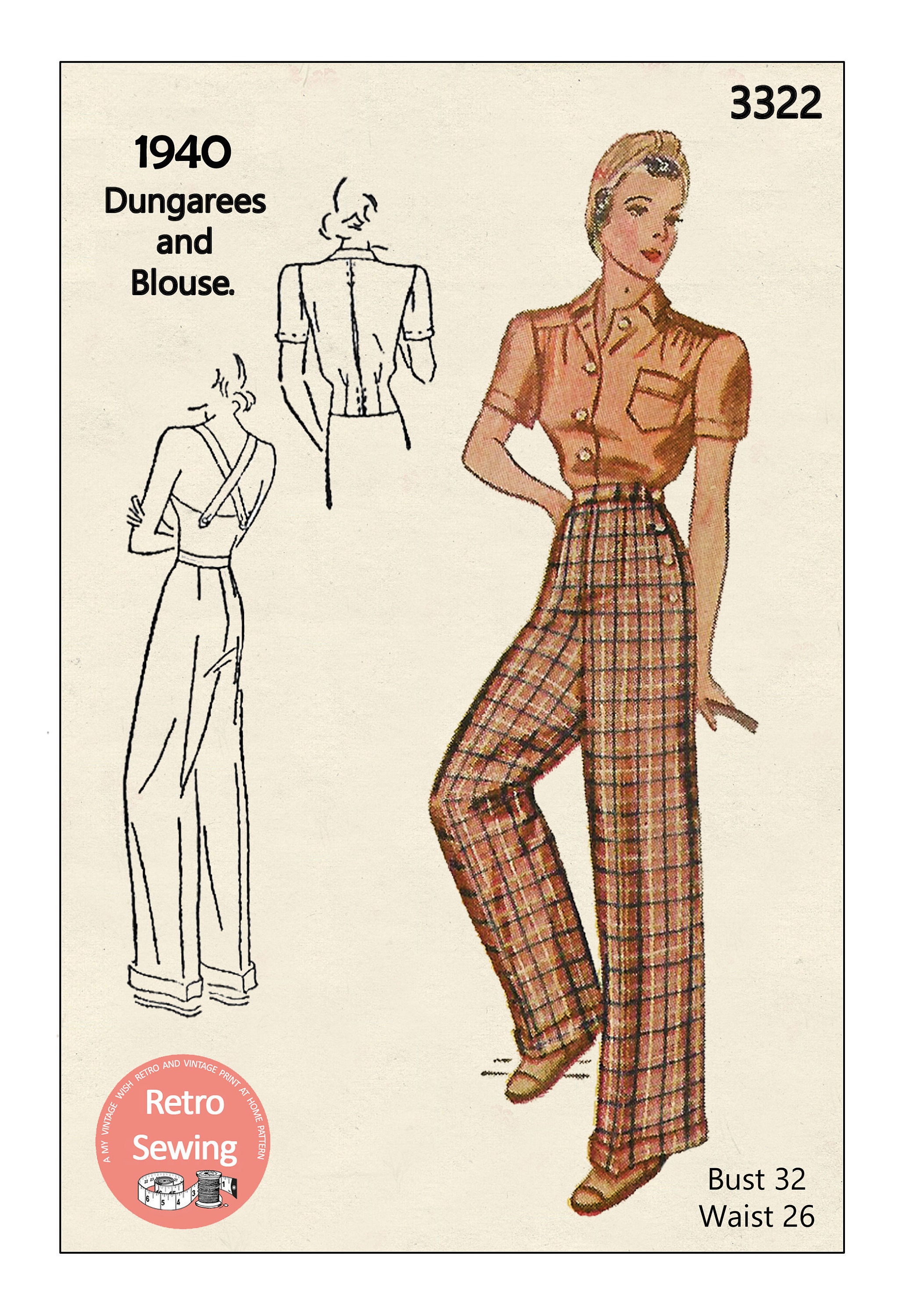 Buy Wide Leg Trousers Vintage Sewing Pattern 1930s 1940s Slacks Online in  India  Etsy