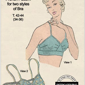 1950s French Pattern for a Soft Cup Bra Bust 34-36