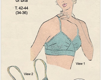 1950s French Pattern for a Soft Cup Bra Bust 34-36