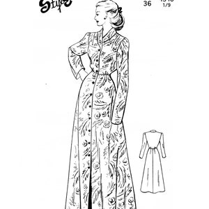 1940's Simplicity Housedress or Housecoat Pattern - Bust 30