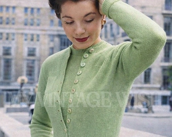 Original Vintage 1950s Knitting Pattern Women's Twin Set Sweater