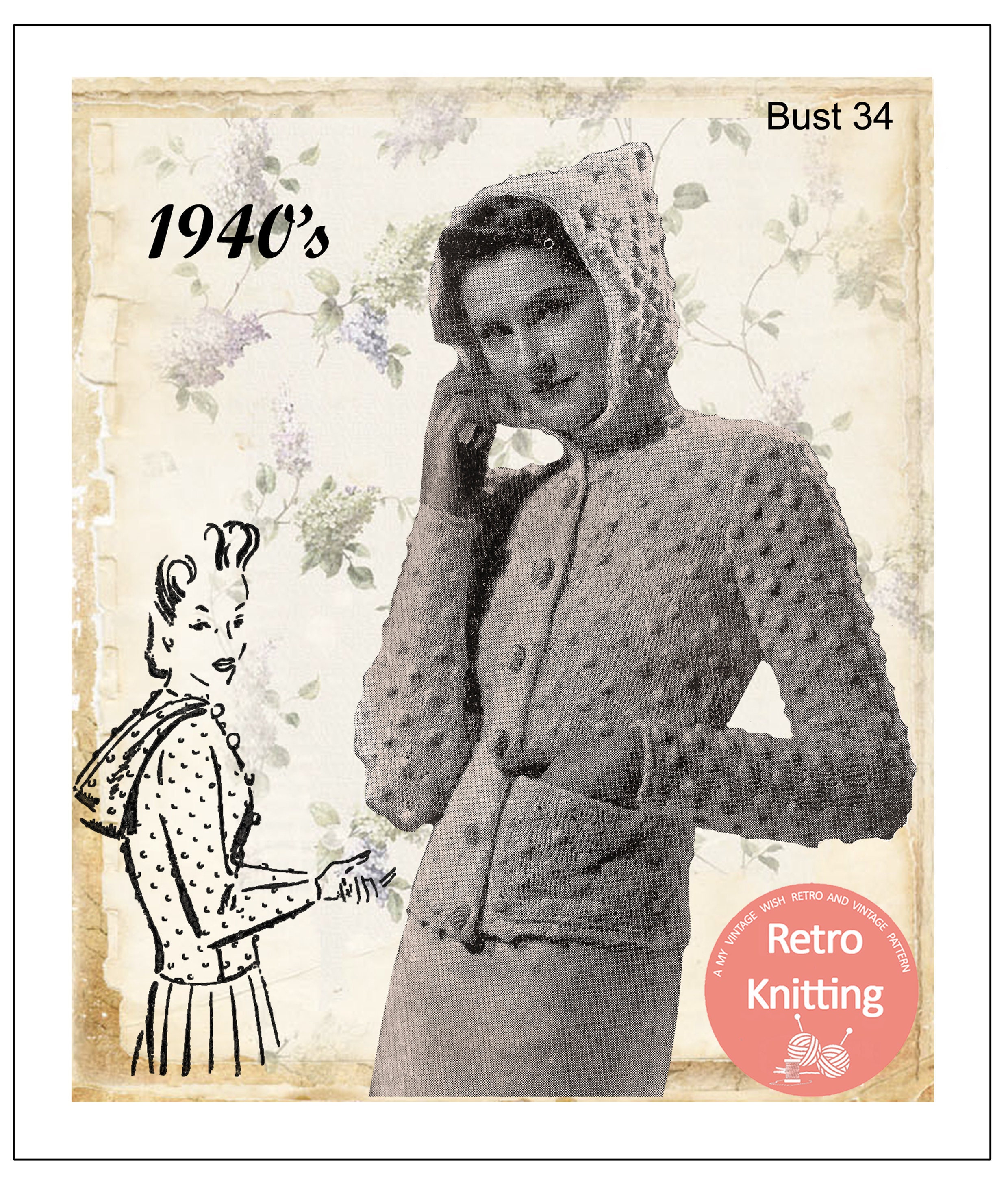 1940's Wartime Hooded Jacket PDF Knitting Pattern | Etsy