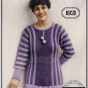 1920s Flapper Striped Jumper with Lace Borders PDF Knitting Pattern
