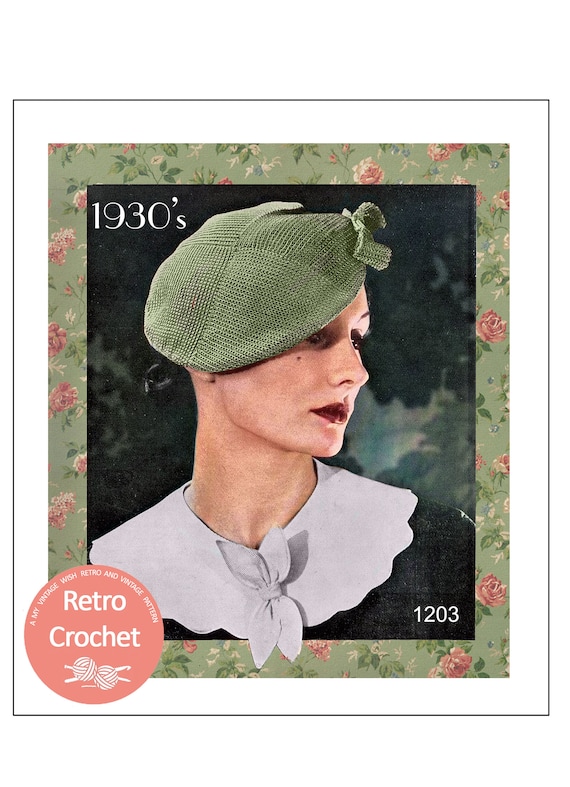 1930's Stylish Beret Vintage Crochet Pattern Digital Download