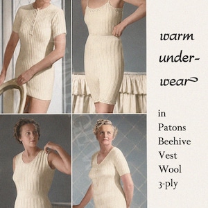1940's Ladies Thermal Underwear PDF Knitting Pattern Bust 34 - 36 - 38
