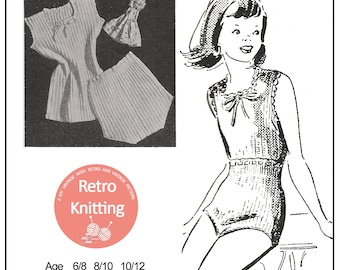 1950's Little Girls Vest and Knickers Vintage Knitting Pattern  - PDF Knitting Pattern - PDF Instant Download