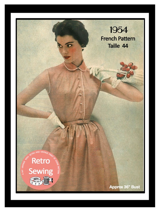 1950s Summer Dress French Sewing Pattern Bust 36 37 Etsy