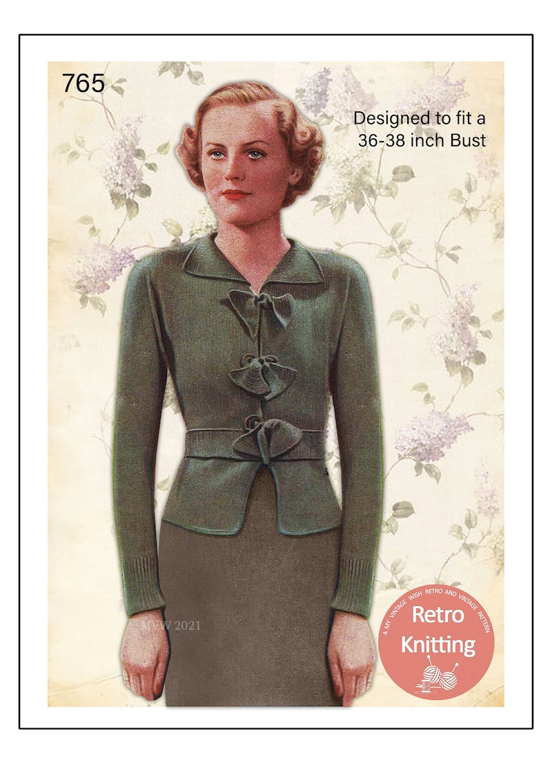 1930s Knitting Pattern for a Pretty Bow Cardigan Bust 36-38 | Etsy