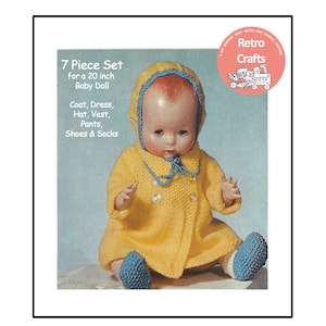 Clothes for a 20 inch Baby Doll PDF Knitting Pattern