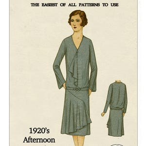 1920&#39;s Draped Afternoon Dress PDF Sewing Pattern - Bust 42&quot; - Instant download